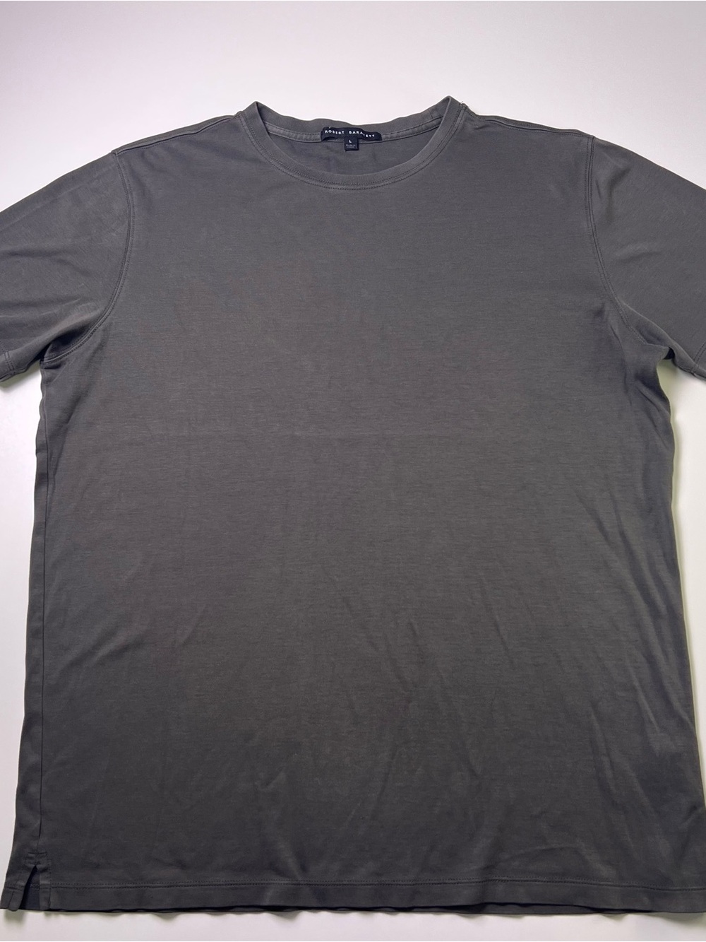Robert Barakett Men's Crew Neck T-Shirt Gray Solid Pima Cotton Knit Logo Size L